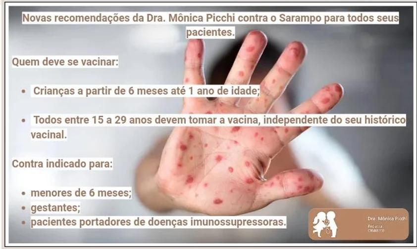 Novas recomendações da Dra. Mônica Picchi contra o SARAMPO